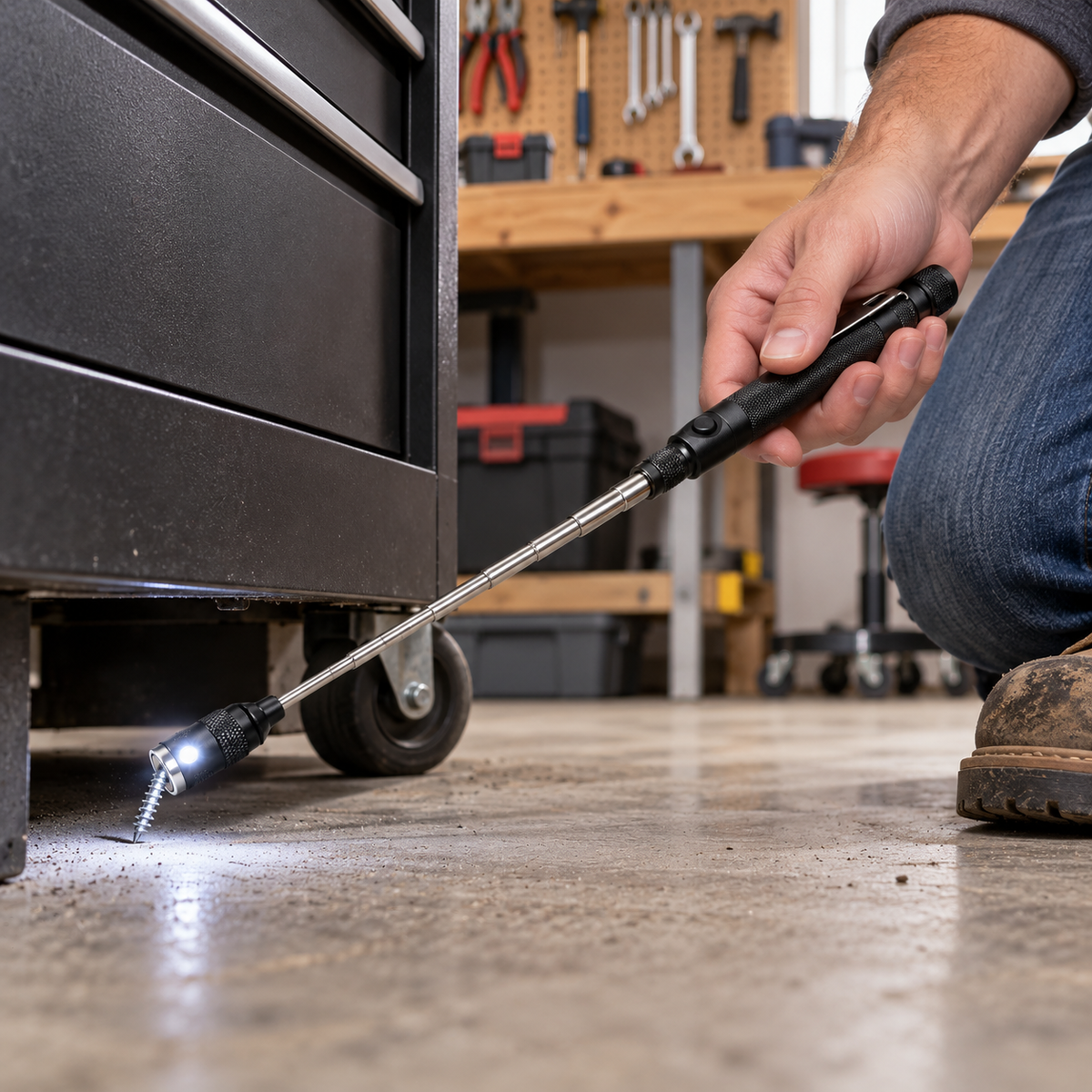 LED Magnetic Pickup Tool – Retrieve Dropped Screws, Bolts & Metal Parts From Hard-to-Reach Spaces