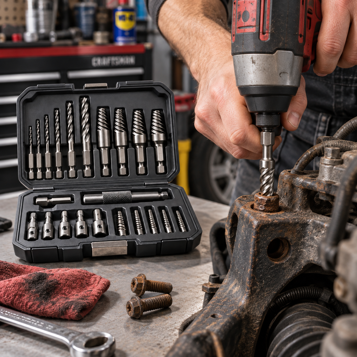 Damaged Screw & Bolt Extractor Kit – Remove Stripped, Rusted & Broken Fasteners Fast