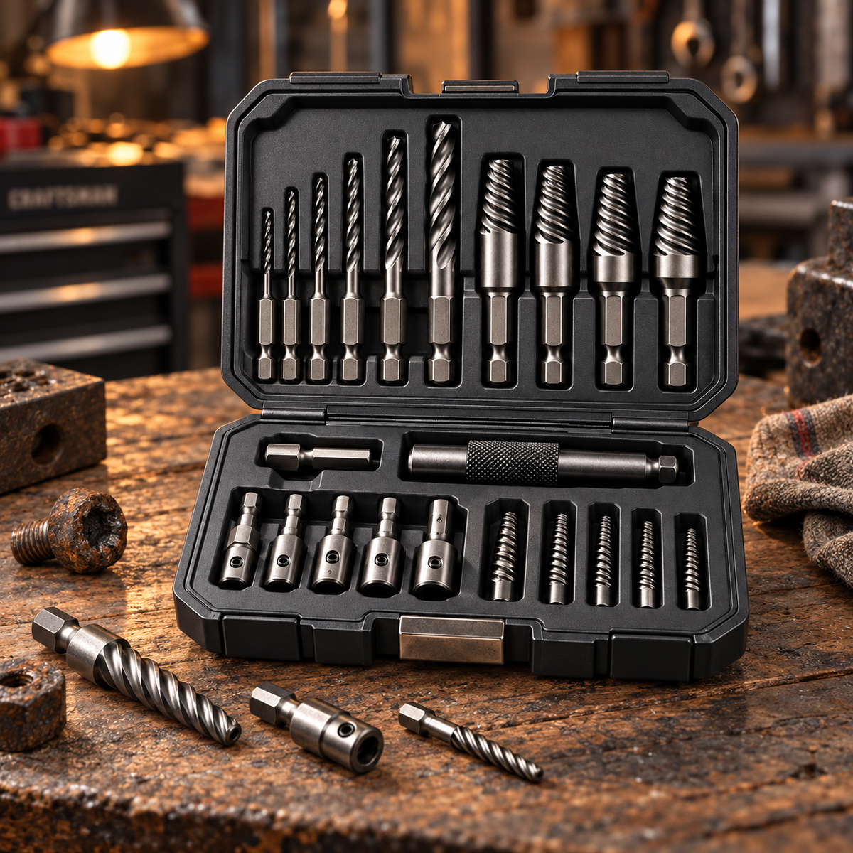 Damaged Screw & Bolt Extractor Kit – Remove Stripped, Rusted & Broken Fasteners Fast